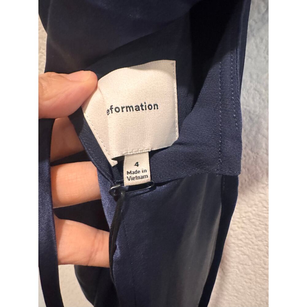 Reformation Anaiis Silk Maxi Dress Navy US4 - Picture 5 of 7
